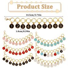 1 Set Enamel Number 0-9 Knitted Row Counter Chain, Locking Stitch Marker With Clasp, Suitable For Knitting, Crochet, Sewing Accessories - Fastener - View 3