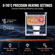 Limpiador ultrasónico de 2 l con calentador, temporizador y cesta, máquina de cavitación sónica digital profesional, 60 W, para relojes, gafas, monedas, piezas metálicas y herramientas. - Plateado - Ver 4