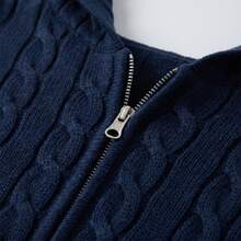 Women's Autumn/Winter Y2K Open Front Knit Top With Fake Pockets Casual Hoodie (Decorative Pockets)/Casual, Daily, Party, Shopping, Halloween, Christmas, Thanksgiving/Fall Women Clothes/Y2k Tops Y2k/Streetwear/Back To School/Back To School First Choice Clothing - Navy Blue - View 9