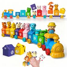 UINLE Baby Farm Digital Building Blocks Train Toy Set 1-9 Number Storage House Animal Finger Puppets Combination, Assembleable Tractor Building Blocks Car, Baby Math Cognition Early Education Educational Toy, Suitable For Boys And Girls 18 Months And Above, Parent-Child Interactive Gift - Multicolor - View 9