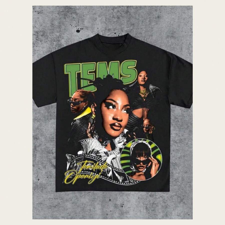 Vintage 90s Tems Shirt Homage Retro Classic Graphic Tee Bootleg Bestseller Unisex Music Sweatshirt - Black - View 1
