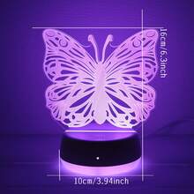 1件 3D蝴蝶壓克力小夜燈，RGB觸控LED檯燈，USB通用插電裝飾燈，護眼3D視覺氛圍燈，適用於臥室、兒童房、客廳，日常禮物，精美禮品 - 白色 - 查看 8