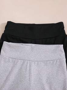 2 chiếc/gói quần dài ống đứng cạp chun màu trơn thời trang thường ngày cho bé gái, mùa xuân/hè - Nhiều màu - Xem 5