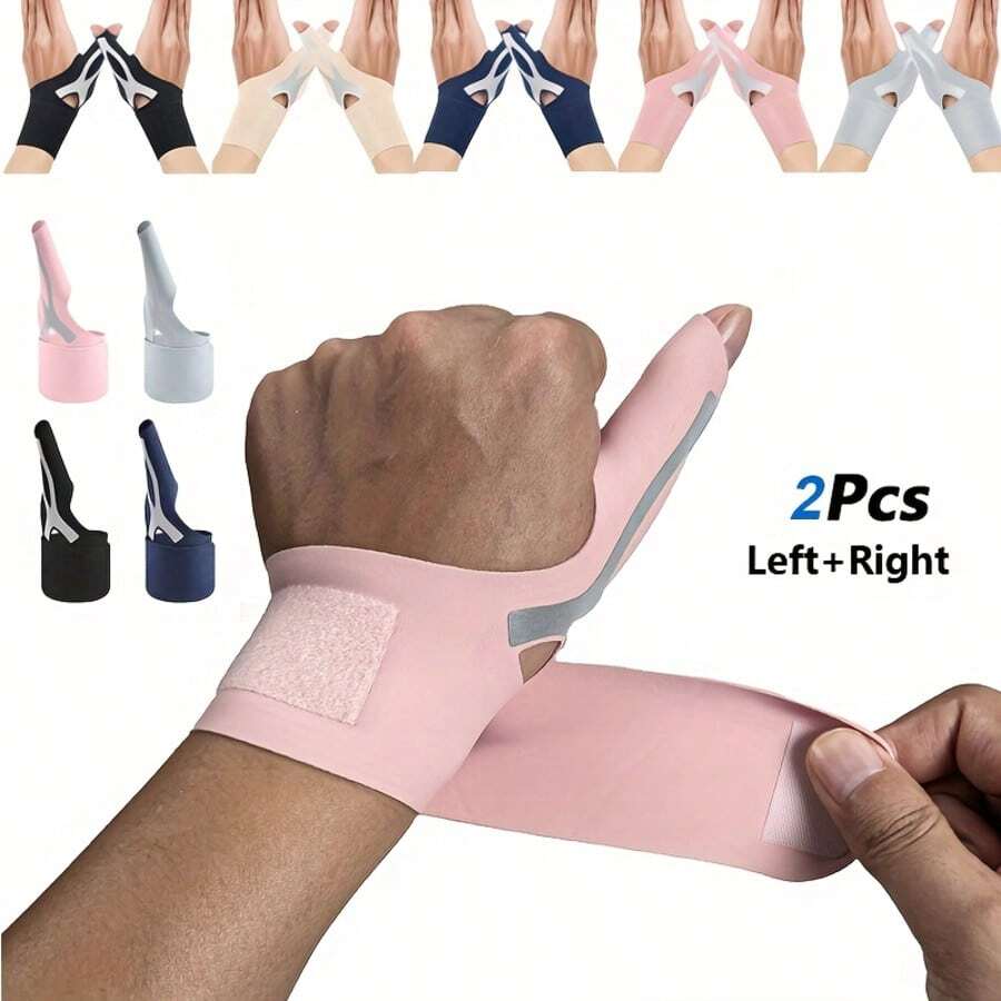 2pcs Thumb Wrist Support Compression Sleeves, Elastic Wrist Guards, Suitable For Gaming, Office, Unisex - Fits Most Hands - Multicolor - View 1