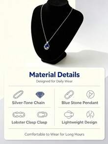 1pc Gothic Dark Fantasy Oval Pendant Necklace Embossed Vine Frame Thin Collar Chain For Cosplay Comic Con Halloween Outfits Youth Hobby Collectors - 藍色的 - 查看 2