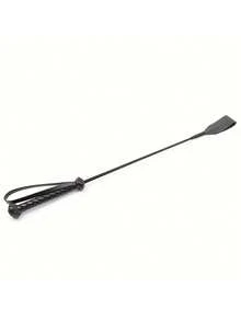 1pc PU Leather Riding Crop, Soft Flexible Flogger, Stage Prop With Non-Slip Braided Handle And Wrist Loop, Horse Riding Training Accessory - Black - View 9