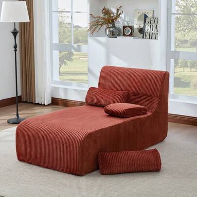 Sofá Chaise Moderno 34.2" Sofá sin Huesos Sofá Cómodo Chaise Lounge para Sala de Estar, Sofá Rojo Suave Mueble de Interior Sofá de Ocio