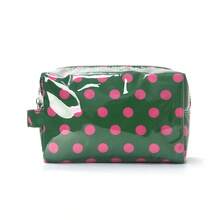 PVC Polka Dot Cosmetic Bag Korean Contrast Dot Waterproof Travel Toiletry Organizer Pouch - Green Polka Dots - View 8
