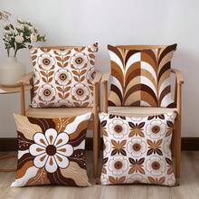 4 piezas de fundas de cojín con estampado floral geométrico vintage marrón, material de terciopelo de piel de melocotón amigable con la piel impreso en un solo lado, fundas de almohada de 45*45CM adecuadas para decoración del hogar interior dormitorio sala de estar habitación fiesta, decoración de sofá fundas de cojín regalo festivo, inserto de almohada no incluido - Multicolor - Ver 6