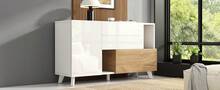 White & Light Oak Sideboard - Storage Space For Living Room - White and Oak - View 6