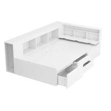 Bed Frame For Kids 90x200cm - White With Storage Space - White - View 11