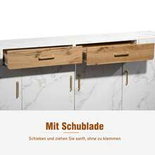Sideboard White 208x39.5x80cm - With 4 Doors And 2 Drawers In Wood For Dining Room And Living Room - 白色 - 查看 8