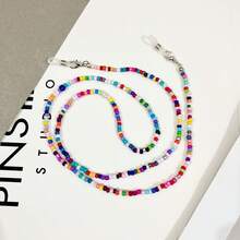 1pc Bohemian Style Handmade Beaded Eyeglass Chain, Acrylic Women's Eyeglass Chain, Fashion Anti-Loss Eyeglass Chain, Flat Lens, Reading Glasses Lanyard - Multicolor - View 2