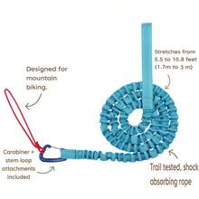 1pc Retractable Elastic Bicycle Tow Rope, Polyester Shock-Absorbing Mountain Bike Tow Strap With Carabiner, Outdoor Parent-Child Use - Multicolor - View 11