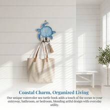 Cross-Border Fresh Mediterranean Style Wooden Hooks: Turtle Bathroom And Entryway Wall Decor, Towel Rack; Cute Ocean Theme Home Bathroom Clothing Hooks; 2D Flat Wooden Bathroom Wall Hooks, Suitable For Door-Back Clothing And Hat Storage - View 2