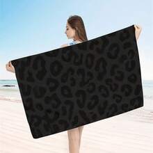 1pc Microfiber Beach Towel - Soft, Lightweight And Portable, Highly Absorbent, Sand-Free, Leopard Print, Suitable For Travel, Picnic - Black - View 18