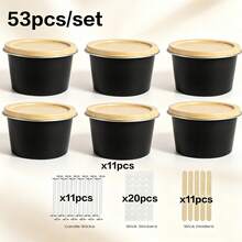 53pcs DIY Candle Making Kit, 11 Black Candle Jars, Includes Candle Wicks, Wick Stickers, Wooden Wick Holders, Complete Handmade Scented Candle Making Materials, Home Craft Gift - Cupcake Style - View 9