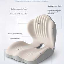 One-Piece Memory Foam Seat Cushion, Ergonomic Design, Enhanced Back Support, Breathable Hollow Structure, Suitable For Office Chairs, Hip Shaping Cushion, Relieves Long-Sitting Fatigue, Applicable To Multiple Scenarios - Multicolor - View 3