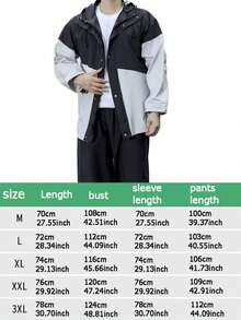 1 Set Unisex Adult Split Raincoat Suit, Includes Waterproof Jacket And Rain Pants, Hooded Full Body Waterproof, Specially Designed For Motorcycle Riding Heavy Rain Protection; Full Coverage Waterproof Rain Gear Set - Men's and Women's Styles - View 8