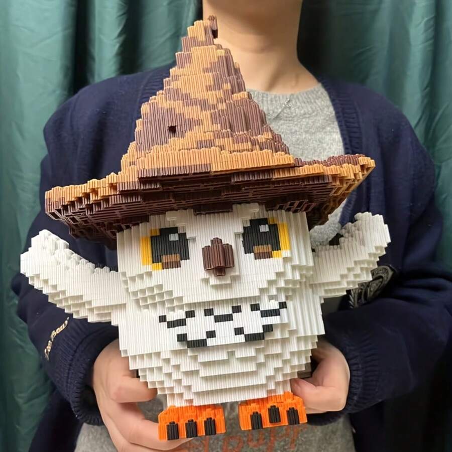 1 Set 2018 Pieces - Hat Owl Creative Animal Model Building Blocks Set, DIY High Difficulty Assembly, Cool Home Building Block Model Decor | Halloween, Christmas - Multicolor - View 1