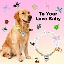 QIAO DIY Custom Dog Pearl Necklace Making Kit With Decor Pendant Craft Tools Accessories Adjustable Pet Jewelry Collar Set For Puppy Small Medium Dogs - Multicolor - View 2