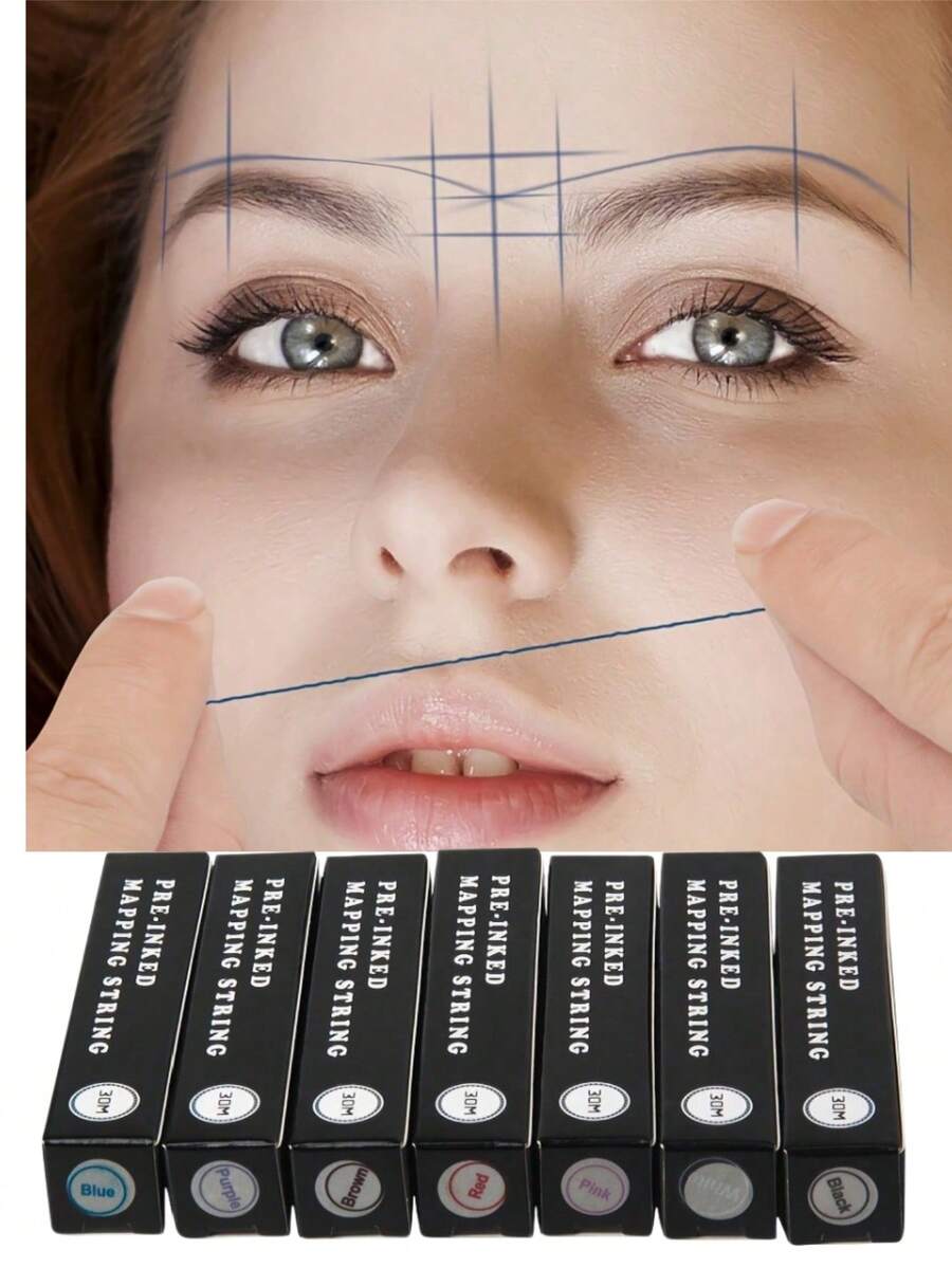 30m High Definition Ink Line, New Tattoo Positioning Line, Tattoo Positioning Ruler, Design Auxiliary Line, Pre-Dyed Ink Mapping Positioning Ink Line Ruler, Tattoo Tool Ruler, Eyebrow Auxiliary Tool, Multiple Colors Available - Multicolor - View 1
