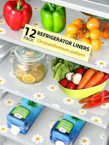 LMMAKE 4/12 divisores lavables para refrigerador: tapetes impermeables y oleofóbicos. Organizan y protegen estantes de vidrio, gabinetes y cajones del congelador/refrigerador. Previenen derrames y simplifican la limpieza. Accesorios esenciales de almacenamiento y organización para la cocina, ideales para chefs caseros y familias. - Alfombrilla estampada para frigorífico - Ver 10