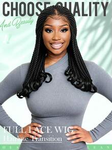 A ANYTIME Fashionable Mid-Length Braided Wig, Transparent HD Lace Box Braids, Soft Curly Ends, Realistic Scalp Lightweight Protective Braided Wig, Suitable For Daily Wear And Parties, Halloween - Multicolor - View 13