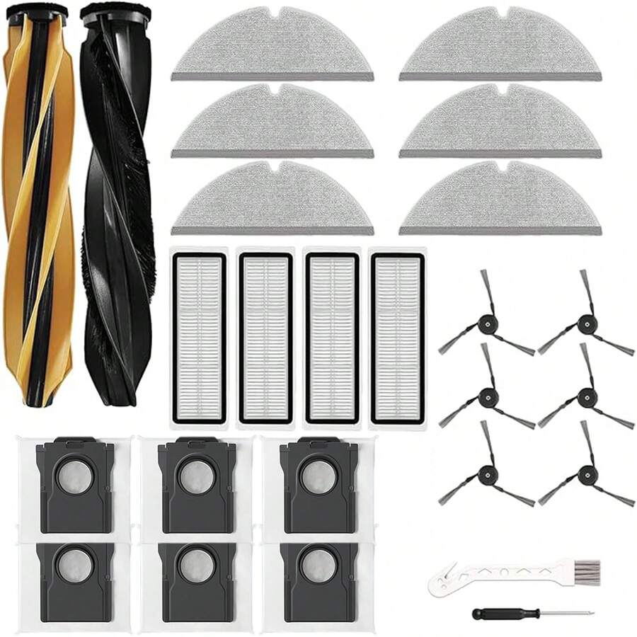 26 buah Aksesori Pengganti untuk Robot Penyedot Debu D20 Pro Plus, 2 Sikat Utama, 6 Sikat Samping, 4 Filter, 6 Kantong Debu, 6 Bantalan Pel, 1 Alat Pembersih, dan 1 Obeng - D20 Pro Plus - View 1