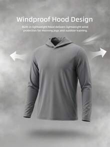 Zenbolt Everyday Hooded Long Sleeve Shirt, One-Piece Hood Design, Smooth Waffle Texture, Slim Fit Easy To Match - Grey - View 2