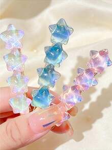 Elegant Women's Hair Clip, Cute Gradient Star-Shaped Decoration Bangs Clip, Daily Hair Accessory - Mixed Color - View 3