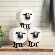 1Pc Creative Cute Cartoon Sheep Shaped Toilet Paper Holder Plastic Tissue Storage Stand For Bathroom Kitchen Desktop Home Decor New Year Valentine's Mother's Father's Day Graduation Gift - Multicolor - View 3