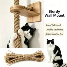 1pc Solid Wood Sisal Wall-Mounted Cat Climbing Rope, Durable Thickened Cat Tree Scratching Post Cup-Shaped Hammock, Sisal Material, Home Pet Supplies, Wall-Mounted Cat Scratching Rope Cat Tree Scratching Post, Cat Tree, Free Cat Gift, Cat Scratching Board, Cat House, Cat Supplies, Cat Climbing Frame, Cat Toy - Multicolor - View 9