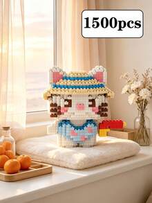 1500pcs Mini Micro Building Blocks Summer Beach Animal Series DIY Assembly Figurine Cute Cartoon Elephant Monkey Fox Rabbit Kitten Desktop Home Decor Holiday Stress Relief Handmade Ornament Gift For Teens And Adults - Multicolor - View 14