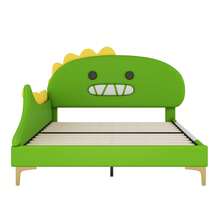 Bed Frame Kids Dinosaur - 140x200cm, Green PU - Green - View 9
