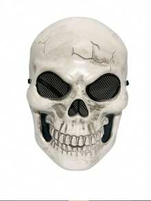 1pc Halloween Scary Full Face Mask, Horror Cosplay Ghost House Escape Room Skull Head Costume Prop - View 7