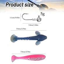 10pcs Soft Lures 7cm T-Tail Worms, 3pcs Lure Hooks 3g 5g 10g Metal Lures, Carp Fishing Lure Tackle Set - T-tail - View 7