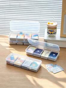 4-Compartment Storage Box, Snap-Lock Transparent PP Material, Multi-Functional Storage Box With Lid, Suitable For Poker Cards, Learning Stationery, Erasers, Creative Tools Storage, Portable Divided Organizer Box, Suitable For Office Desk, Living Room, Drawer, Bedroom And Other Scenes Organization And Storage Tools, Crafts, Cards, Card Games, Plastic Storage Box, Compact Storage Box, Minimalist Storage, Lightweight Storage - View 6
