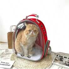 Large Capacity Cat Backpack, Transparent Breathable Pet Carrier, Portable Shoulder Cat Bag, PC Material, Zipper Closure, Cat Backpack/Cat Bag - Multicolor - View 6