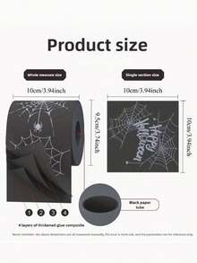 3 Rolls Black Spider Web Pattern Toilet Paper, Fun Creative Themed Toilet Paper, Bathroom Decor, Unique Gift, Prank Gift Idea, Daily Humor, Party Decoration - Multicolor - View 2