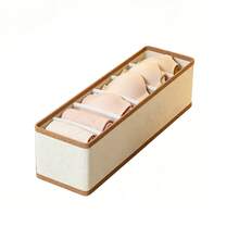 OrdoVault 6-Grid Multi-Piece Bra Storage Box, Belt Storage Basket, Closet Organizer, Foldable, Stackable, Space-Saving, Suitable For Home, Wardrobe, Sorting And Organizing Organizer - Beige, Halloween, Christmas Gift - View 9