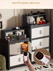 1pc 50cm Wide Plastic Storage Cabinet, Multi-Layer Foldable Storage Box, Kitchen Dining Room Side Cabinet, Kitchen Storage Rack, Home Toy Storage Rack, Gap Storage Organizer, Kitchen Gap Storage Cabinet, Christmas Gift, Storage Box, Under Bed Storage. Life And Home - Black - View 5