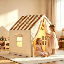Tenda da gioco divertente per bambini, castello giocattolo per le faccende domestiche, con finestre/tende/tende per la porta, con borsa portaoggetti, base segreta/tenda per dormire per bambini e bambine, regalo per compleanno/Natale/Ringraziamento/Ognissanti, accessori e luci non inclusi - Multicolore - Visualizzare 5