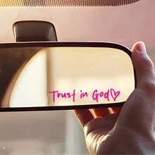 Bible Verse Christian Mirror Sticker - Trust In God, Faith, Hope, Love, Self-Adhesive Shiny Look, Teacher Gift, "Trust In God" Pattern With Heart - A - View 5