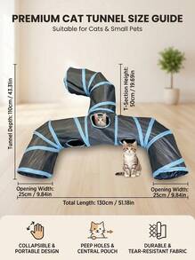 PETSIN New Design Extended 3-Way Black Cat Tunnel Toy, Unique Faucet Shaped Pet Tunnel, Cat Toy Scratcher Rolling Sisal Rug - Black - View 5