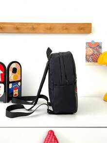 Disney 1pc Mickey Mouse Line Print Backpack, Black Nylon School Daypack With Square Tag, Multi-Pocket Casual Rucksack, Lightweight Bookbag, Suitable For Girls/Students/Teenagers/Young People/Fans, Ideal For Back To School/Daily Outings/Shopping! - Black Line Mouse Backpack - View 9