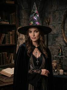 Halloween Black Pointed Witch Hat Classic Wizard Hat Cosplay Party Costume Accessory Gothic Wide Brim Witch Hat For Women And Girls - View 3