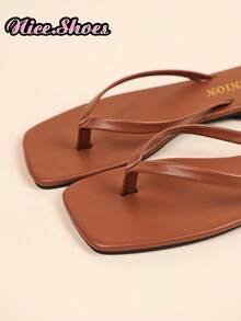 Women's Flat Flip Flop Sandals, Summer Fashion Vacation Style Comfortable Black Round Toe Sandals Suitable For Outings, Gatherings, Home, Travel, Beach - Brown - View 6