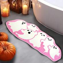 1 Peça Tapete de Entrada com Padrão de Fantasma de Halloween em Degradê Rosa, Adequado para Halloween, Natal e Páscoa, Tapete Decorativo, Decoração de Quarto, Tapete Pequeno, Tapete, Decoração de Casa, Tapete de Sala de Estar, Tapete Pequeno de Sala de Estar, Tapete de Quarto, Decoração de Sala de Estar, Tapete Externo, Tapete Lavável - Multicolorido - Visão 2