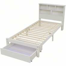 Solid Wood Bed Frame With Drawers And Slatted Base, Ideal Children's Room 90x200cm White - 白色 - 查看 7